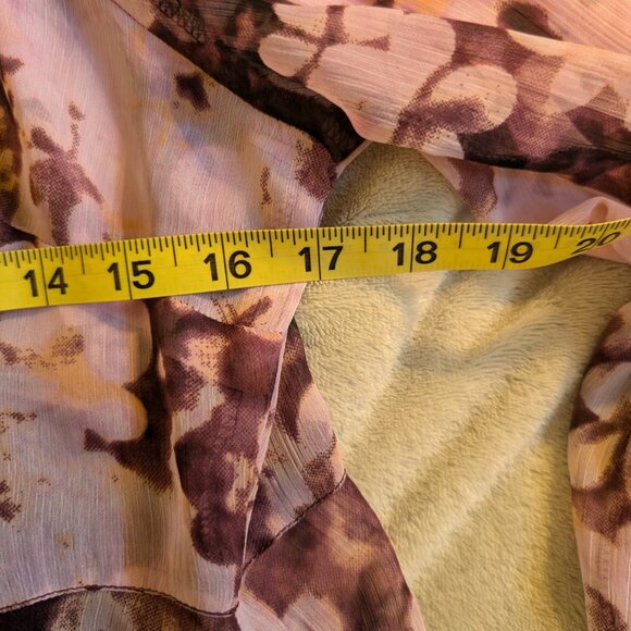 WOMEN'S BLOUSE Chadwick's of Boston Medium M Long Sleeve Pink Sheer Flowy Tassel - Picture 3 of 6